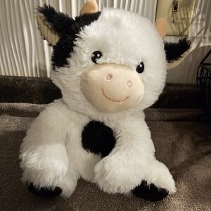 Spark Create Imagine Cow Plush Black White 9" Stuffed Animal Rattle, Crinkle Ear